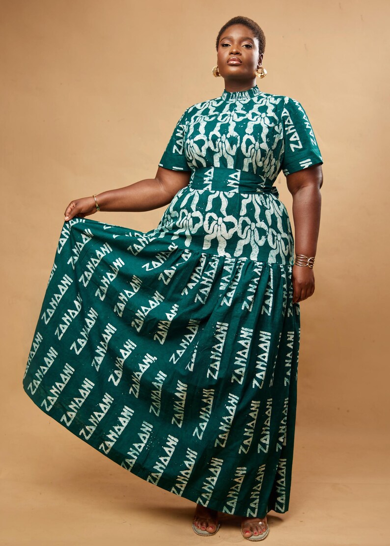 Hand-Dyed Ankara Maxi Dress: Yellow African Print Cotton Dress image 4