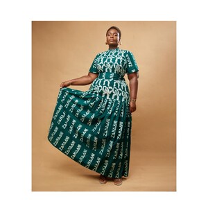 Hand-Dyed African Print Dress: Cotton Maxi Dress with Belt