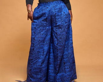 African Print Palazzo Pants: High-Waisted Cotton Ankara Trousers