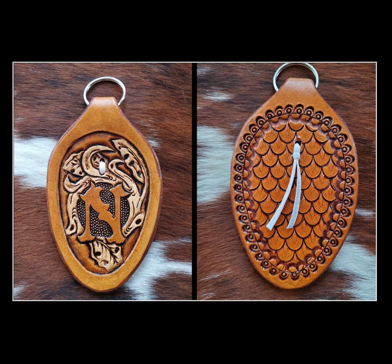 Leather Keychain; Custom Keychain; Keychain with Initial; Western Keychain