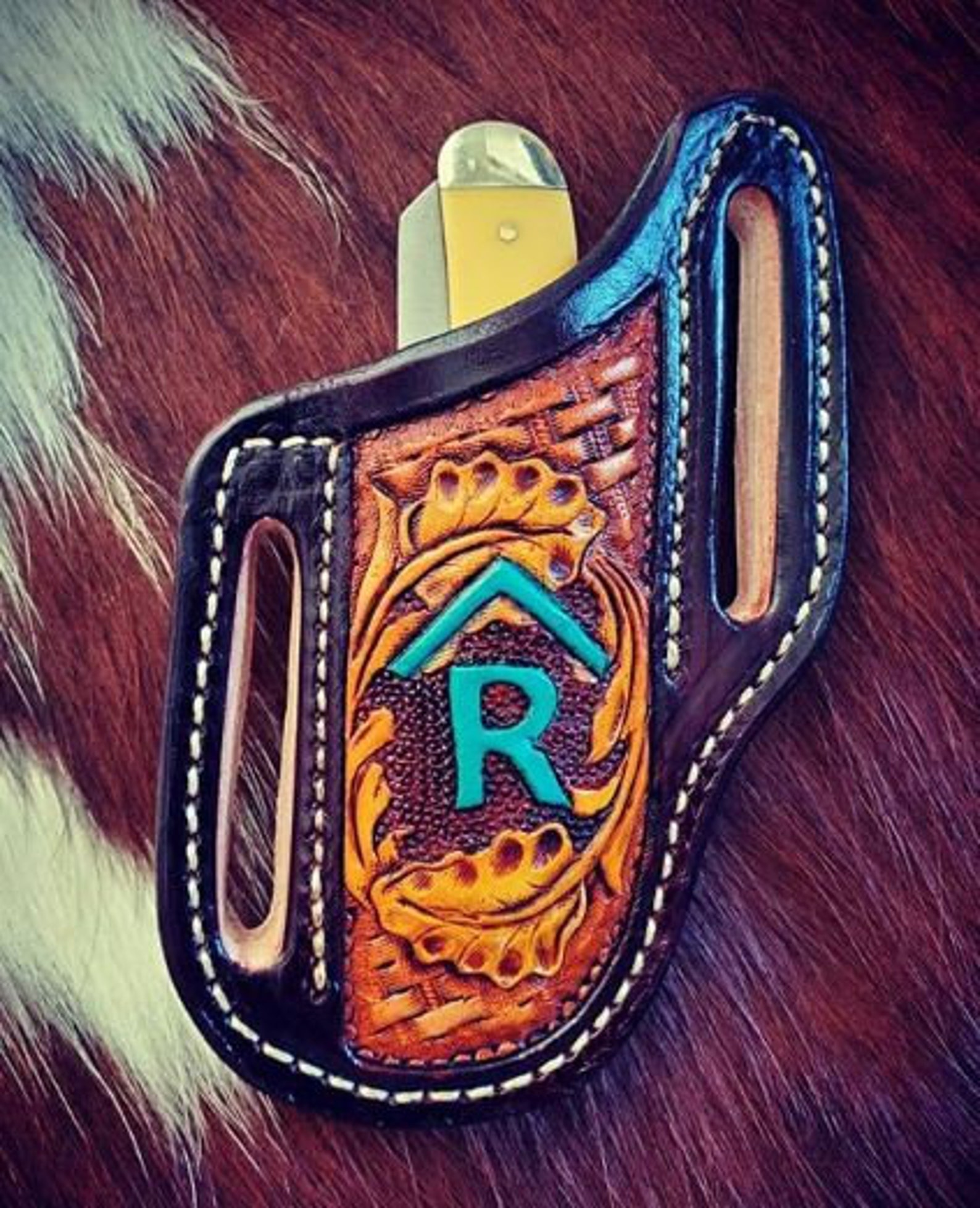 Slanted Pancake Style Pocket Knife Sheath Basket Weave With Etsy