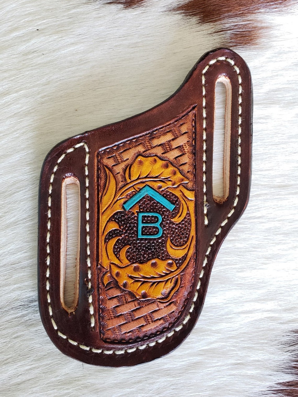 Slanted Pancake Style Pocket Knife Sheath Basket Weave With Etsy