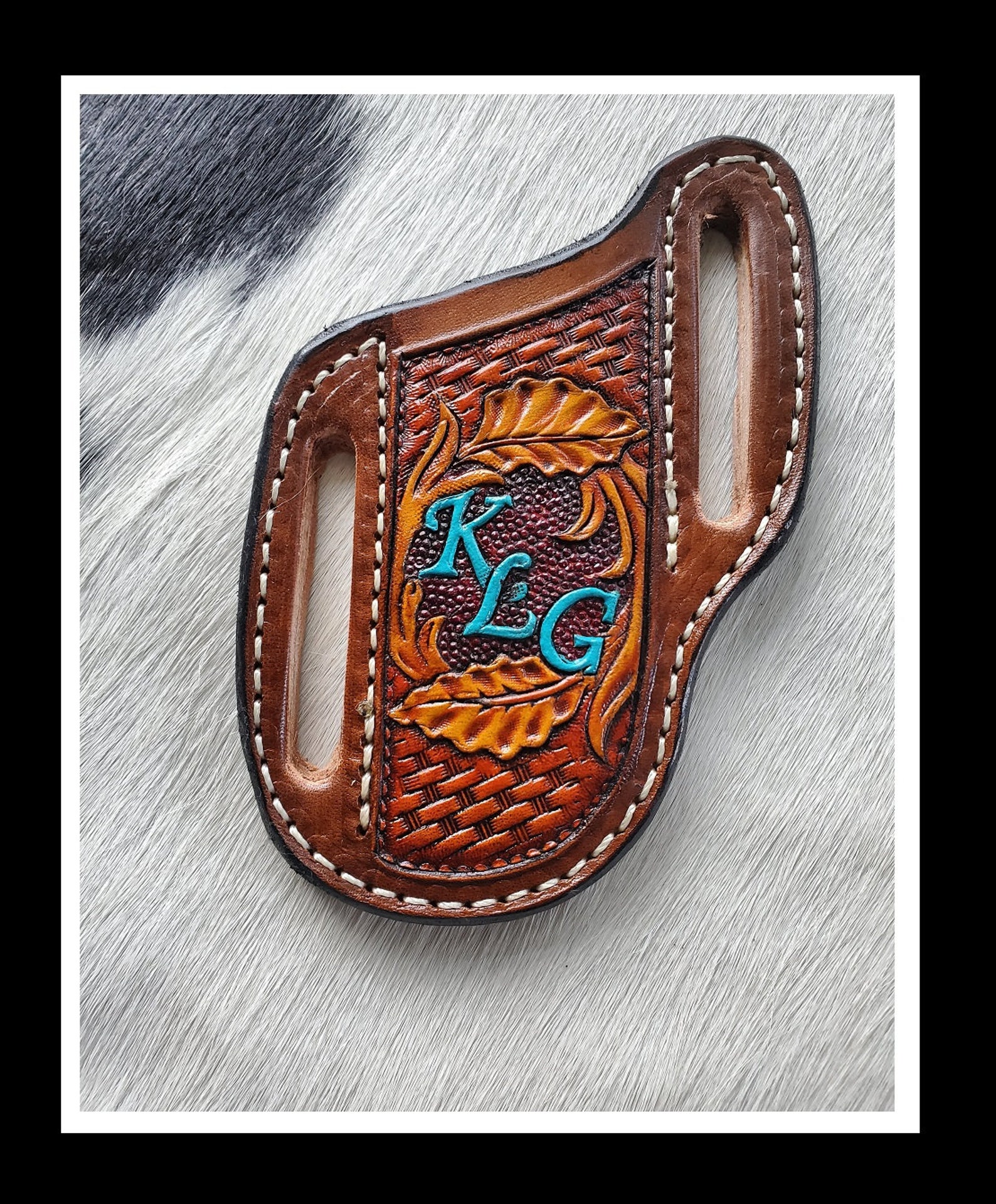 Slanted Pancake Style Pocket Knife Sheath Basket Weave With Etsy