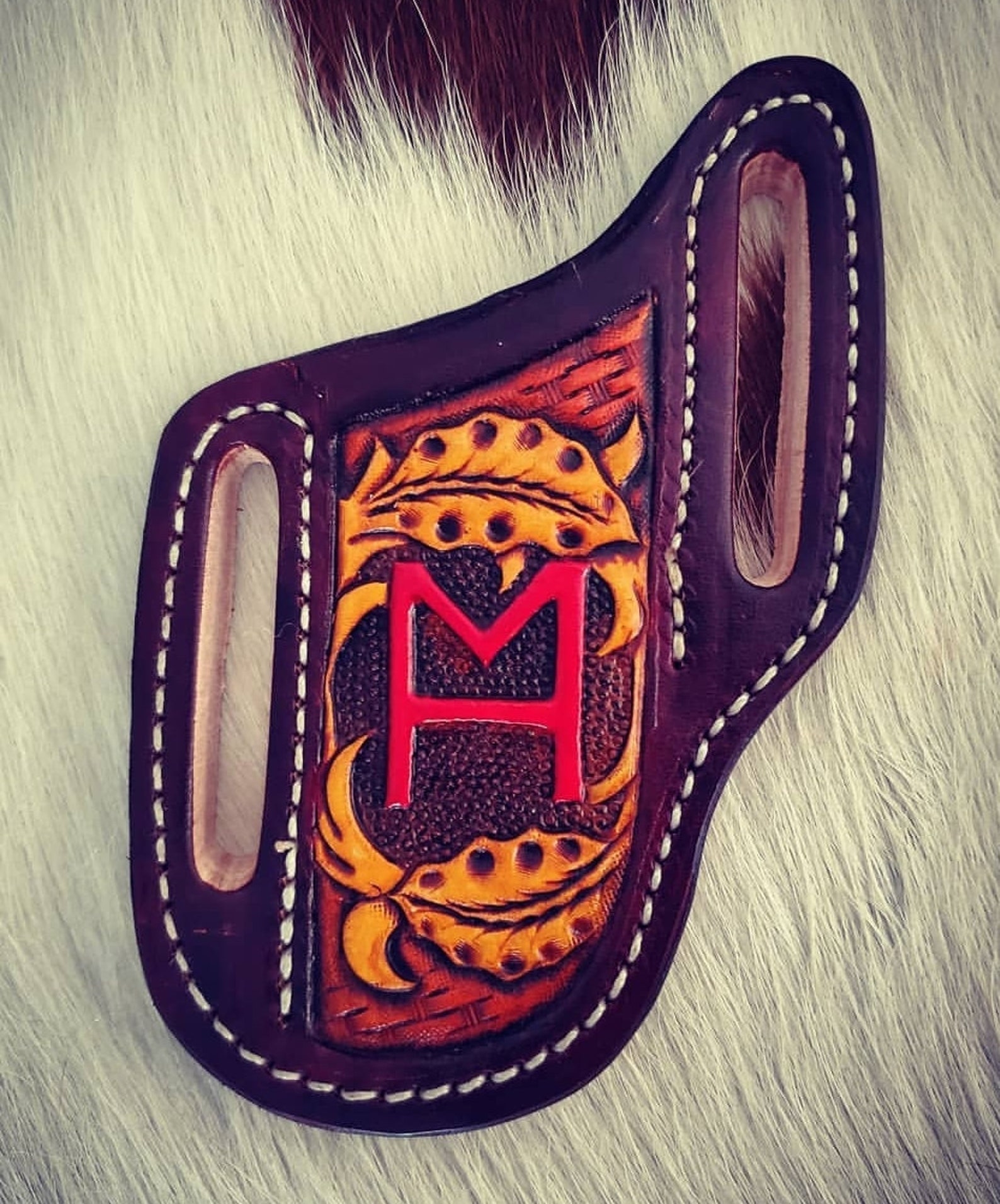 Slanted Pancake Style Pocket Knife Sheath Basket Weave With Etsy