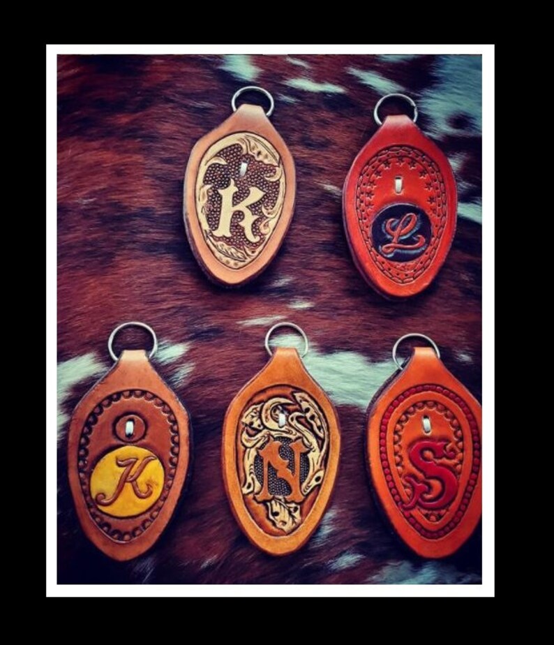 Leather Keychain; Custom Keychain; Keychain with Initial; Western Keychain