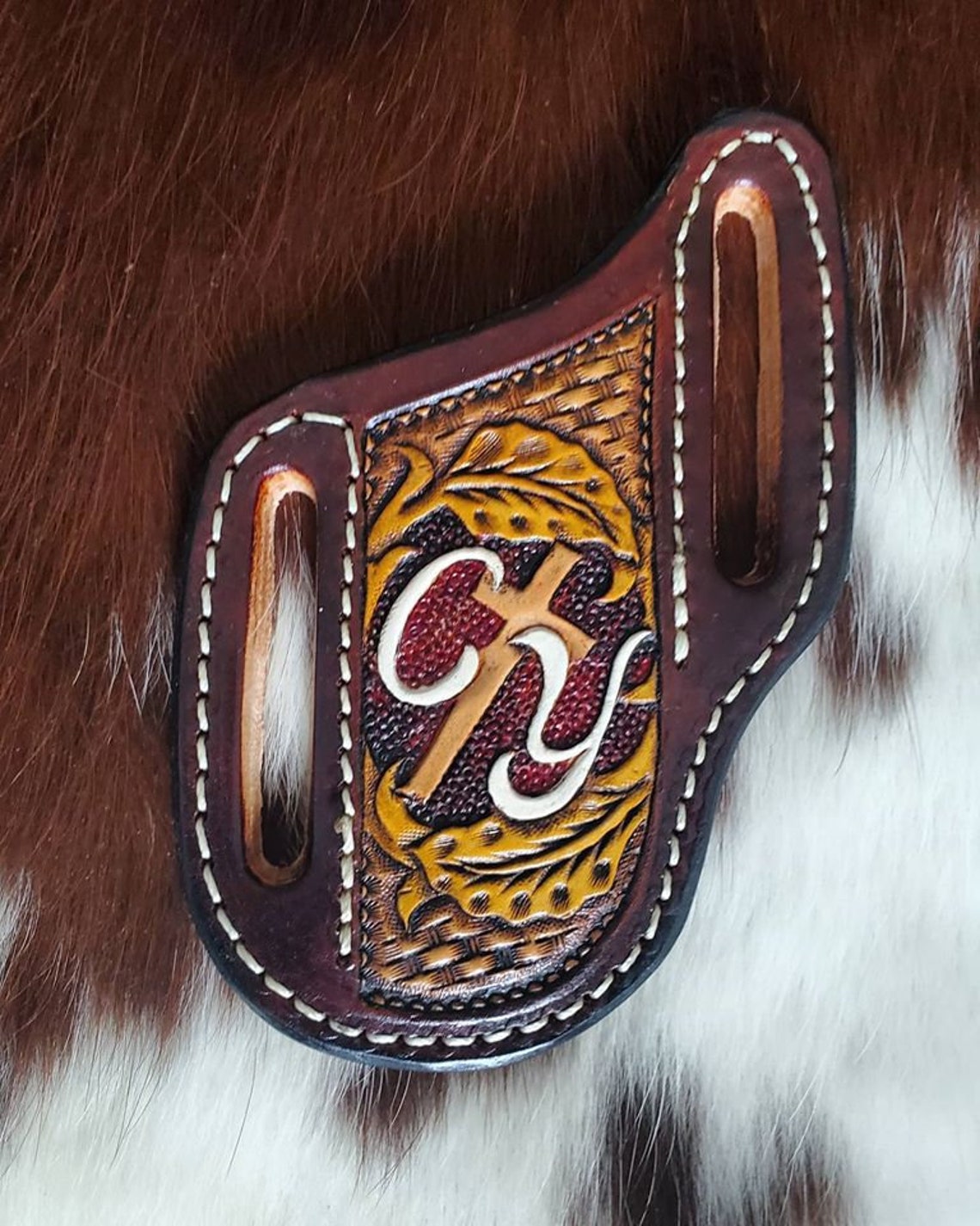 Slanted Pancake Style Pocket Knife Sheath Basket Weave With Etsy