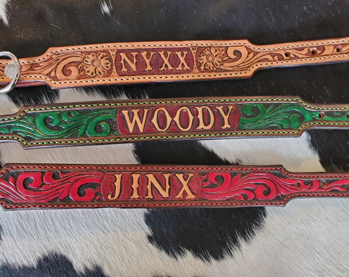 Leather Dog Collar Hand Tooled Leather Dog Collar | Etsy