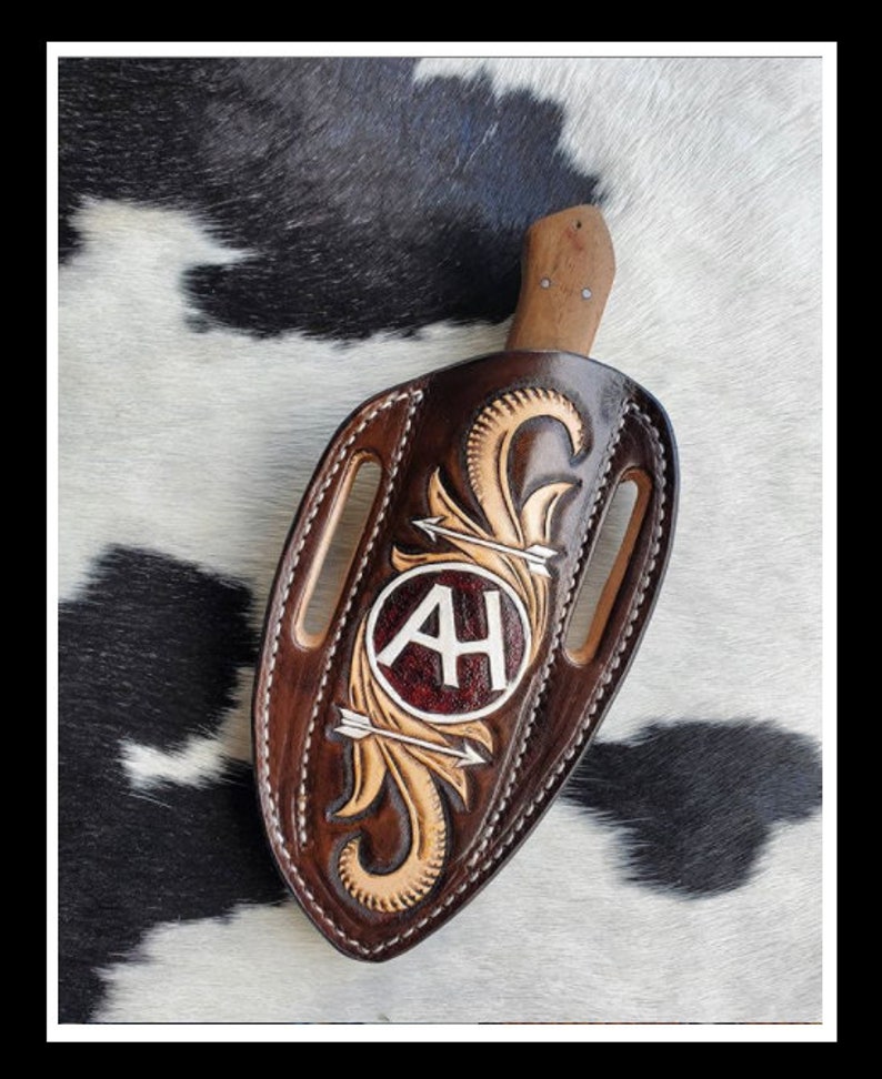 Slanted Pancake Style Fixed Blade Knife Sheath Knife Etsy