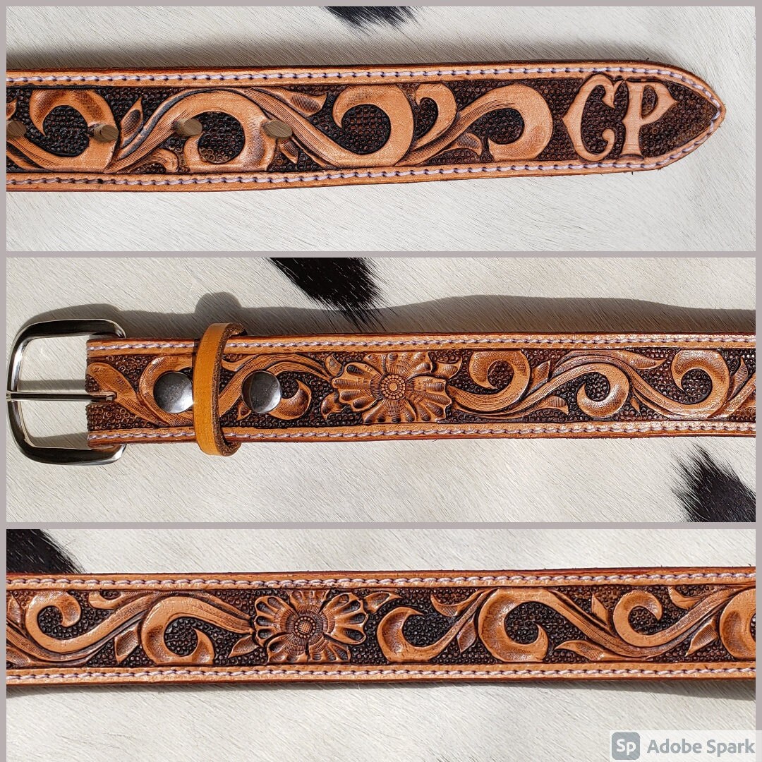 Custom Leather Belt Cowboy Gift Oak Leaf Belts Hand Tooled Leather Belts Man Gifts Western Belt Oak Leaf Acorn Rodeo Wear Leather Name Belts