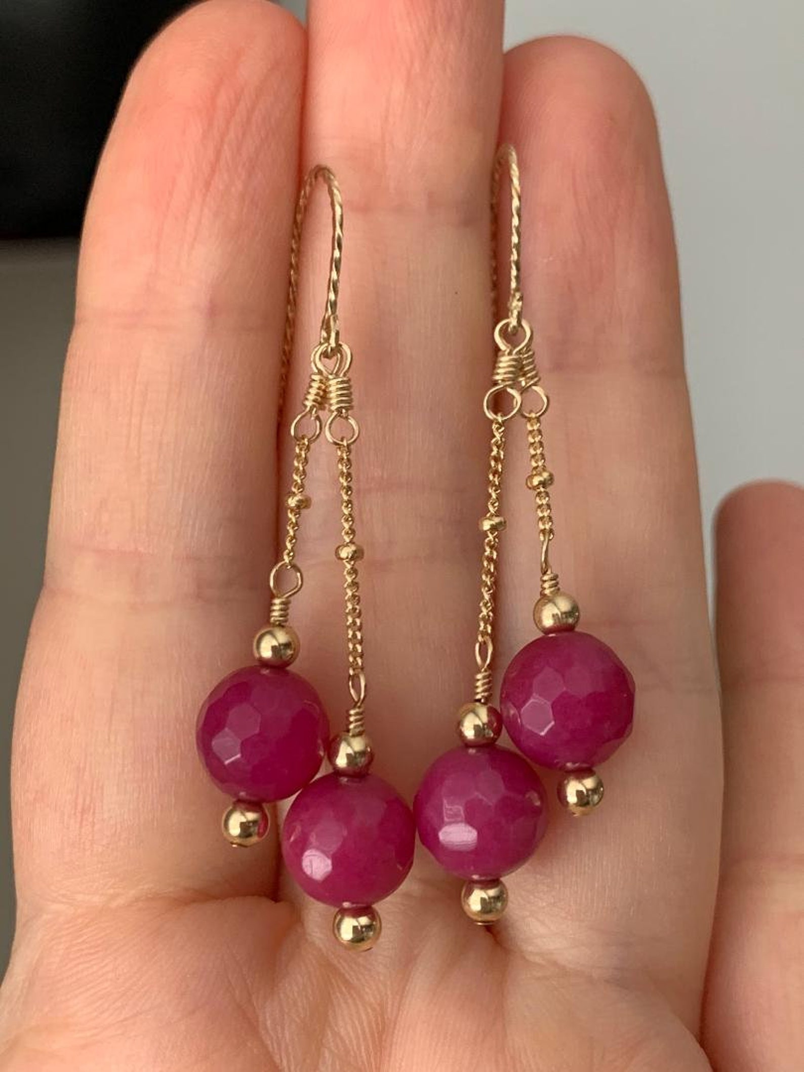 Jade Earrings in 14K Gold Filled | Etsy