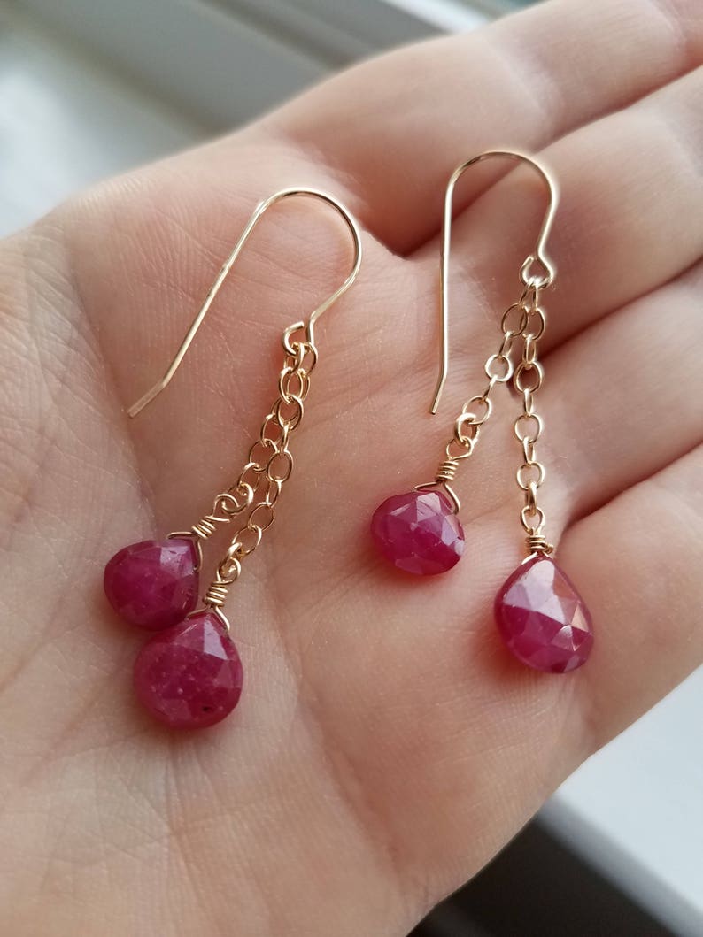 Ruby Earrings in 14K Gold Filled | Etsy