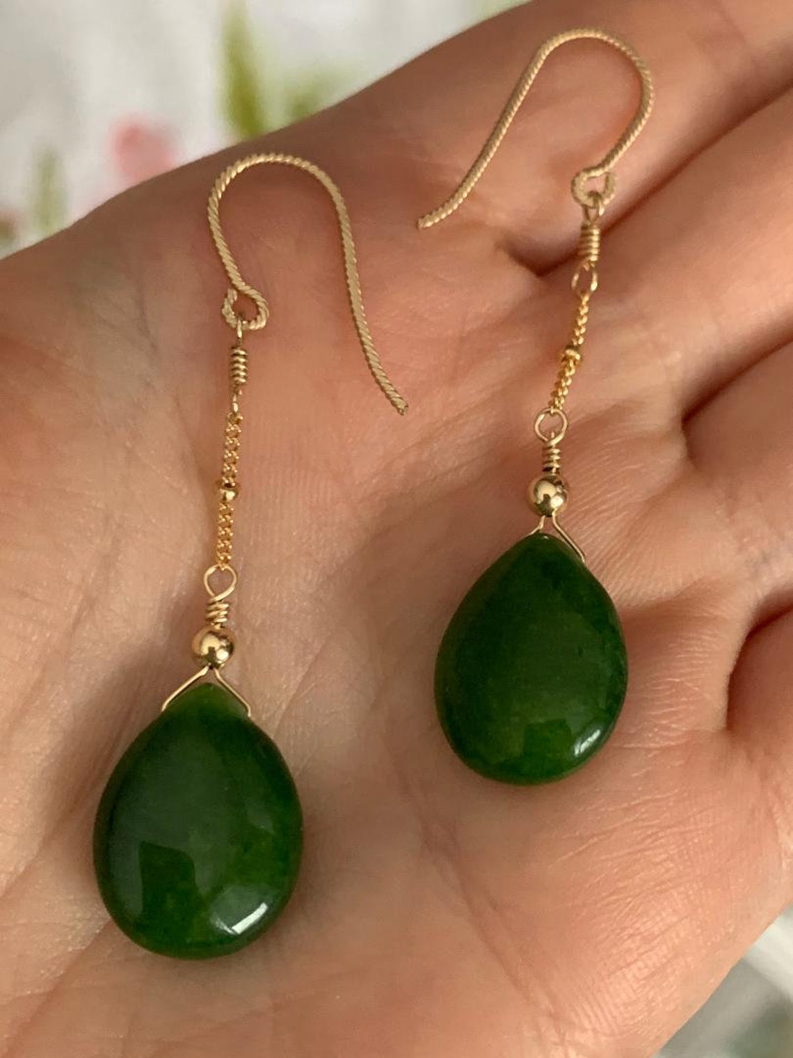 Jade 14K Gold Filled Earrings | Etsy