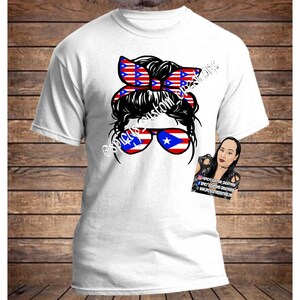 Messy Bun Puerto Rican Flag