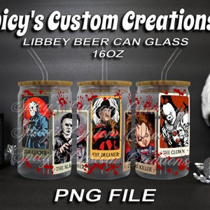 Horror Tarot Cards Libbey Beer Can Glass 16oz Wrap