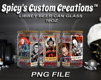 Horror Tarot Cards Libbey Beer Can Glass 16oz Wrap