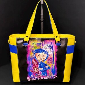 Coraline Black and Yellow Crossbody Bag Coraline Plush Crossbody Bag - Spirithalloween.com main image 2