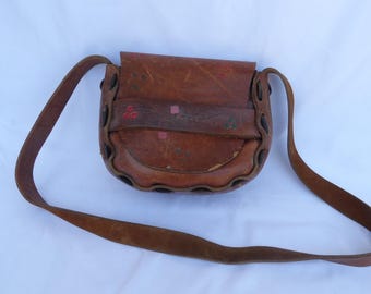 Vintage 1970s Geldbeutel aus punziertem Leder