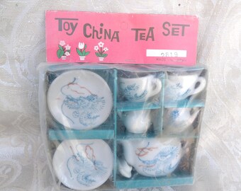 Sealed!  Vintage Japan made Toy China dragon Tea Set