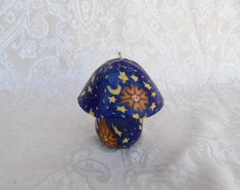 Vela vintage celestial sol luna estrella hongo