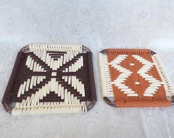 Lote 2 Agarraderas de macramé tejidas vintage