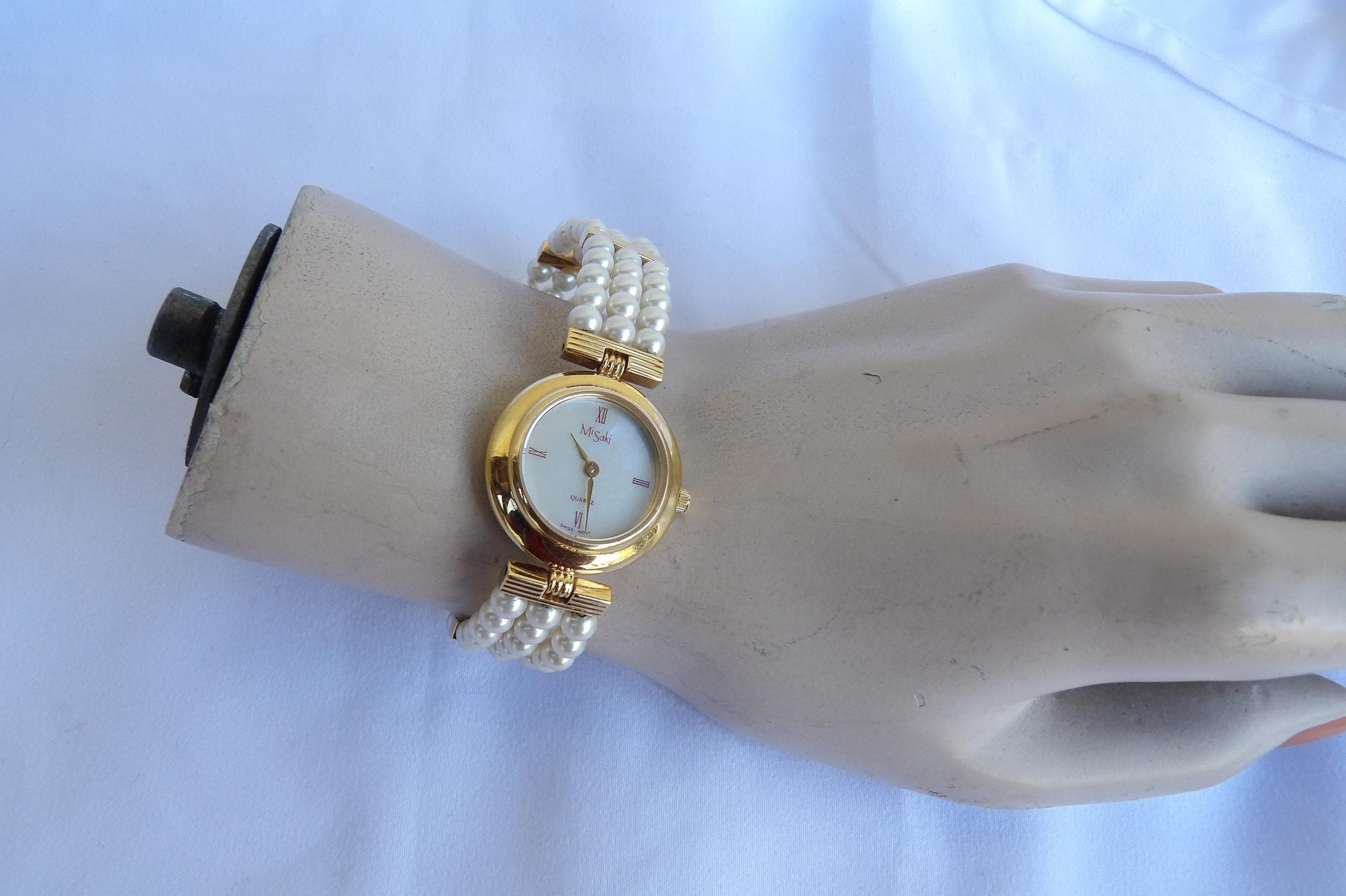 Vintage Misaki Pearl Gold Toned Watch