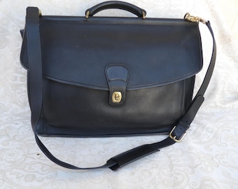 Vintage Coach Black Leather Beeckman Briefcase
