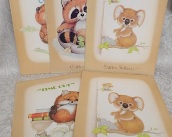 Vintage 1980 Critter Sitters Lot Of 5 Folders