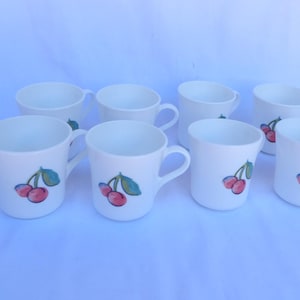 Lot of 8 Vintage 1990 Corning Ware Coffee Mugs In Fruit