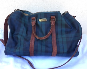 Vintage Ralph Lauren Plaid Overnight Travel Carry On Bag