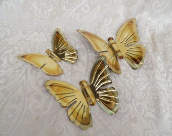 Vintage Set of 3 Copper Butterfly