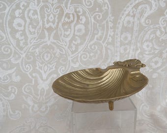 Vintage Seashell Brass Ashtray