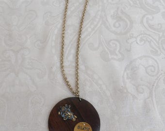 Vintage Wooden Metal Embellishment Necklace