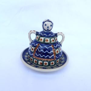 Vintage Polish Pottery Cheese Lady Server