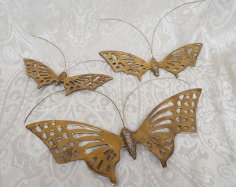 Vintage Brass 3 Set Brass Butterfly Wall Decor