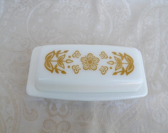 Vintage Pyrex Butterfly Gold  Butter Dish