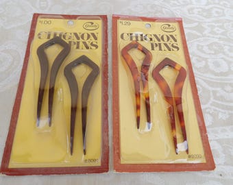 Vintage Lot of 2 1978 Hair Chignon Pins