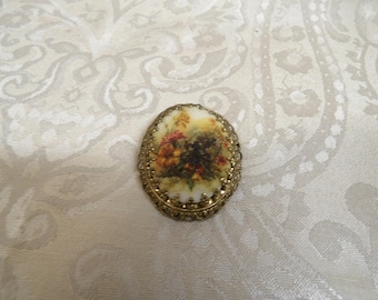 Vintage Floral Sugar Glass Brooch