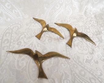 Vintage Brass set of 3 Flying Bird Wall Decor