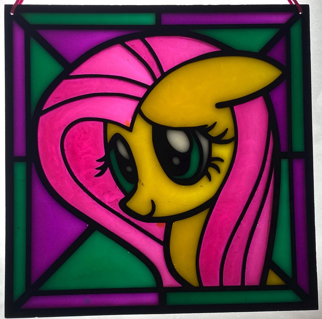 Stained Glass Style Fluttershy Wall/window Art. Made of Wood and Resin ...