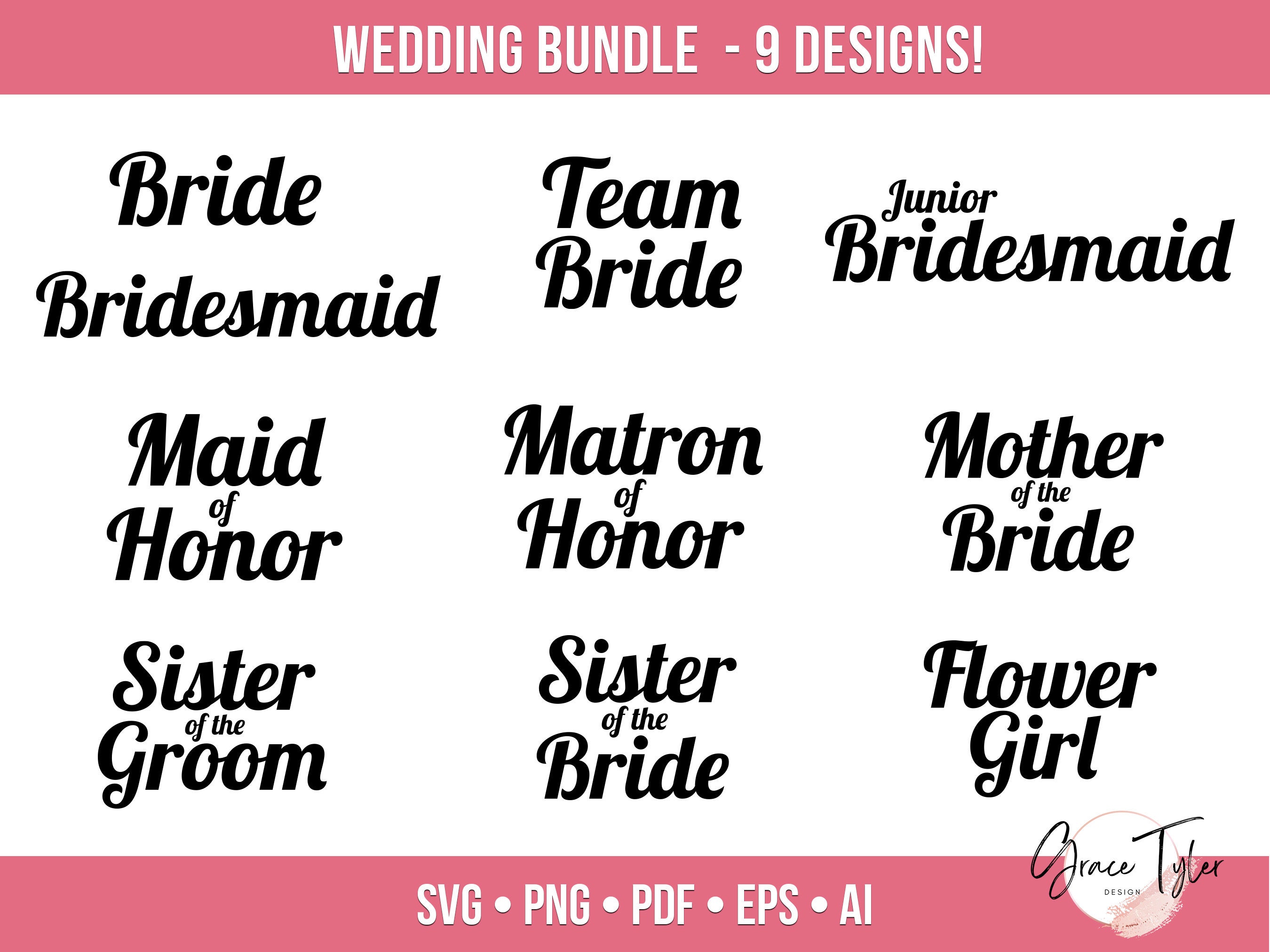Bridal Party SVG Bundle, Team Bride Svg, Bridal Party SVG, Wedding ...