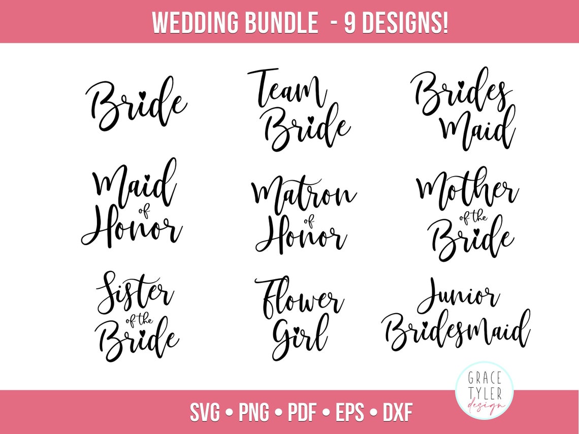 Bridal Party SVG Bundle, Team Bride Svg, Bridal Party SVG, Wedding ...