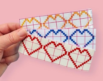 Three Pixel Heart Decal: Holographic Vinyl Retro Stickers