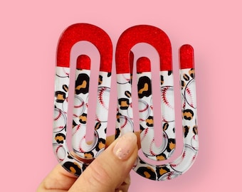 Baseball Jumbo Paperclip | Acrylic Planner Bookmark | Teacher Gift