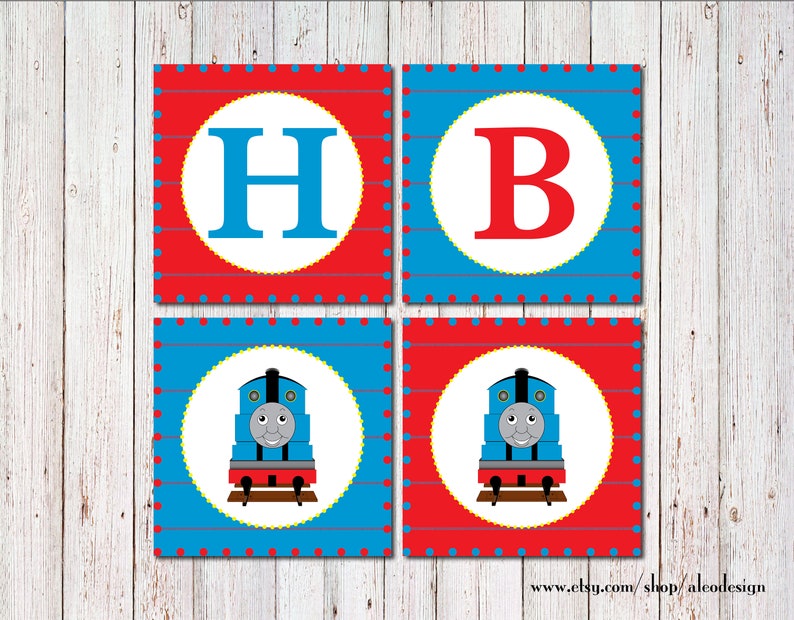 Thomas Happy Birthday Banner Train Birthday Banner Instant | Etsy