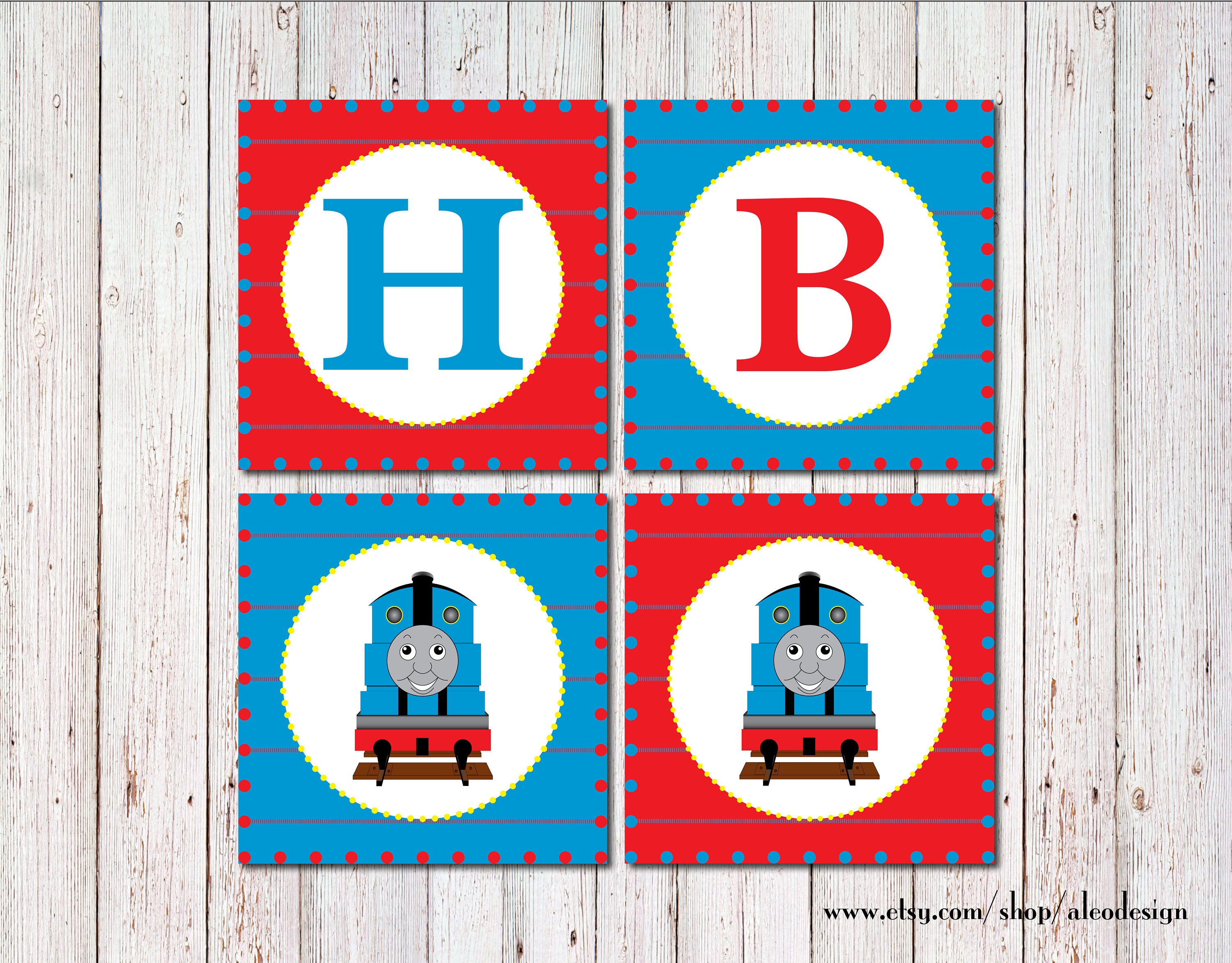 Thomas Happy Birthday Banner Train Birthday Banner Instant | Etsy