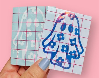 Retro Ghost with Daisy Vinyl Decal | Spooky Season Decor