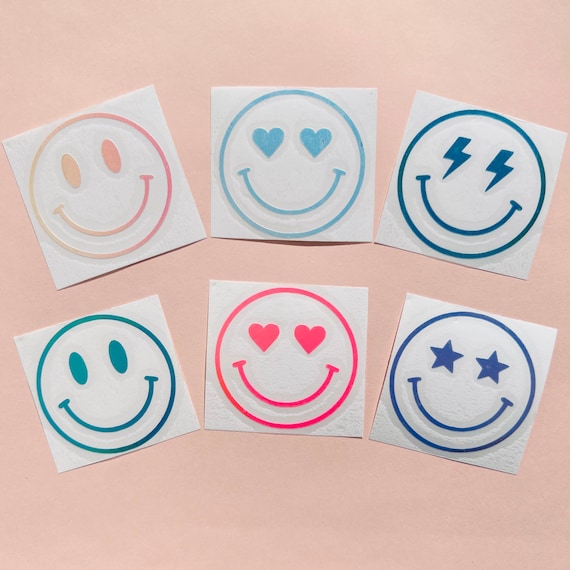 Smiley Face Vinyl Decal: Laptop, Water Bottle Decals