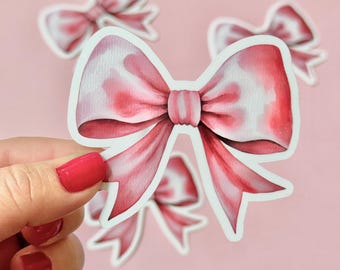 Coquette Pink Bow Sticker: Water Resistant Die Cut, 3-Inch