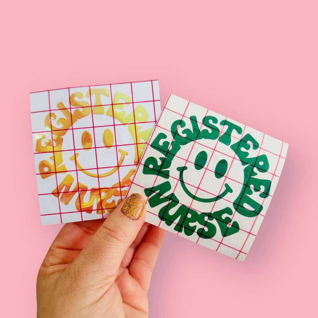 Registered Nurse Smiley Face Decal: Holographic Vinyl RN Sticker - Etsy