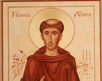 St Francis of Assisi fine art giclee print of hand-painted icon